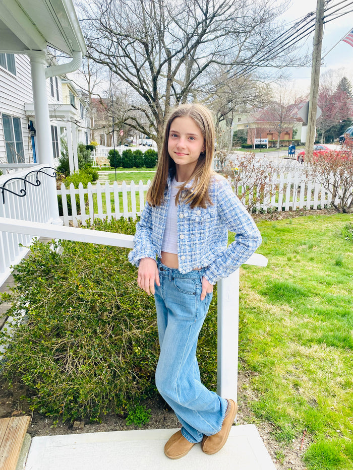 Katie J NYC  TWEEN BOUCLE CHARLIZE JACKET & ASH SHORTS & CHARLOTTE SKIRT