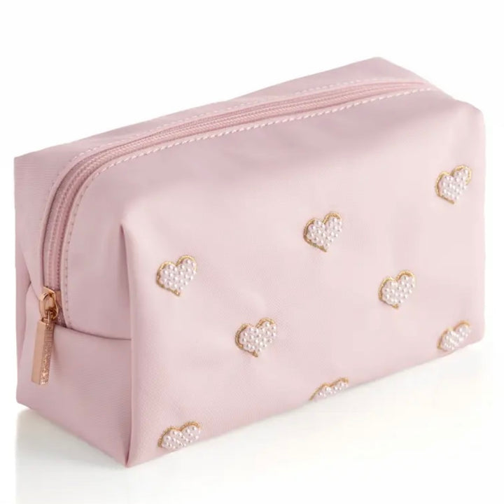 Heart Beaded Cosmetic Pouch