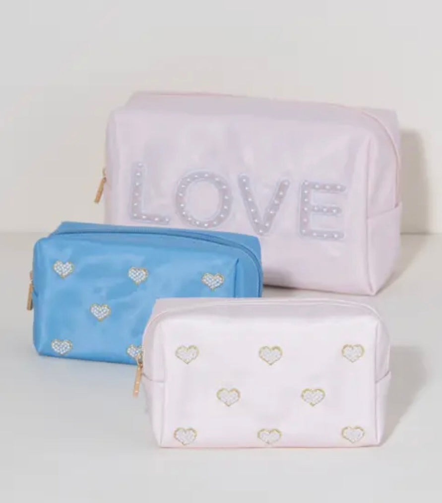 Heart Beaded Cosmetic Pouch