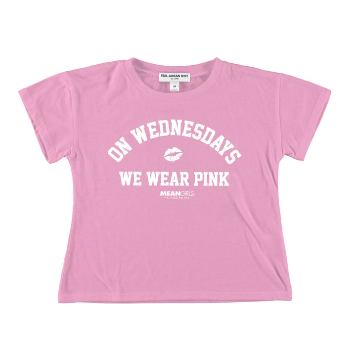 Sub_Urban Riot  Girls Tween “On Wednesdays We Wear” Pink Boxy Crop Tee