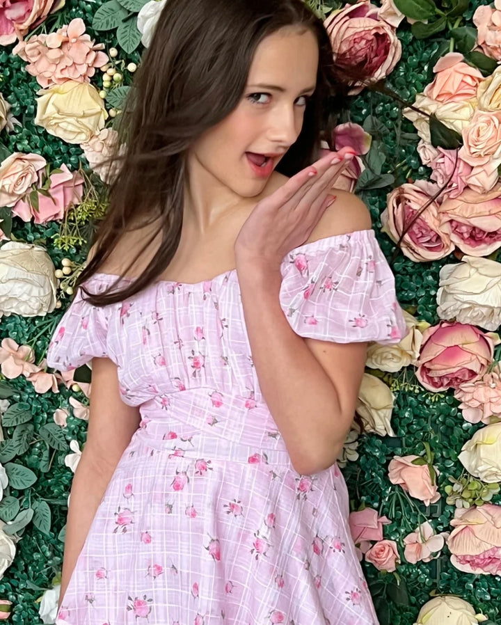 Katie J NYC  Tween Delilah Dress - Pink Rosebud Plaid