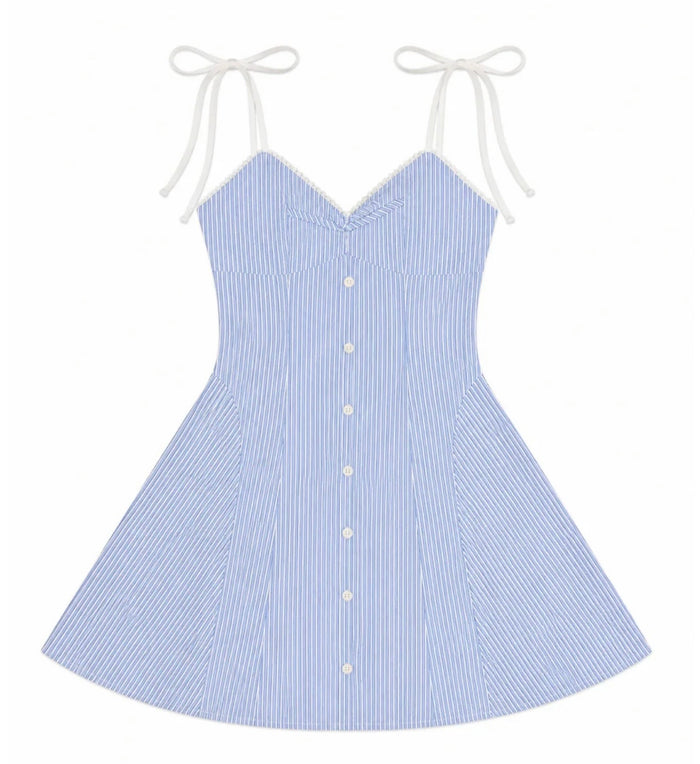 Katie J NYC  Girls/Tween Daria Printed Dress - Baby Blue Seersucker