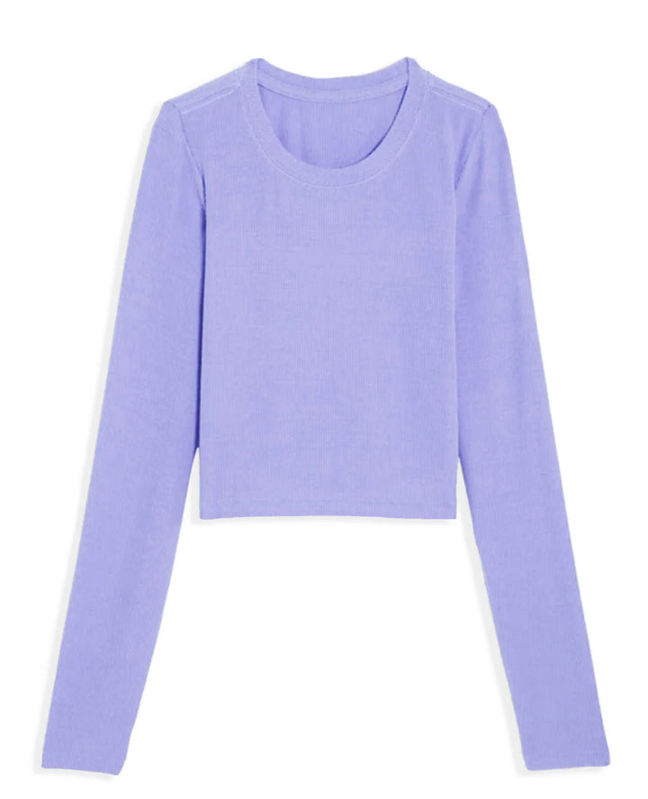 Katie J NYC Girls Tween Livi Long Sleeve Tee Ribbed Tee 2.0 (LONGER) - Lavender