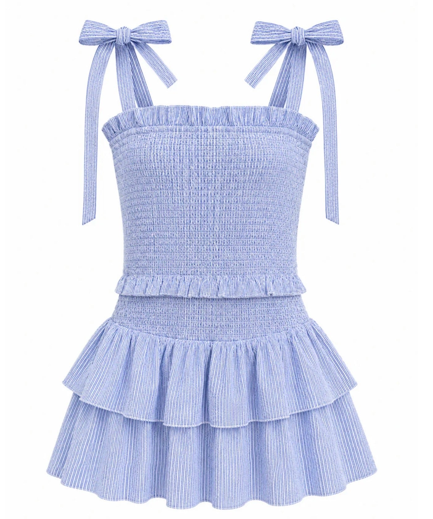 Katie J NYC  Juniors Emerson Dress - Blue Seersucker Stripe