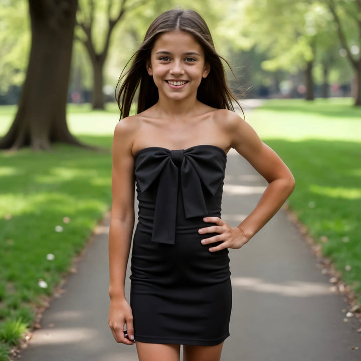 Gold Rush NYC Teddie Bow Dress - Black