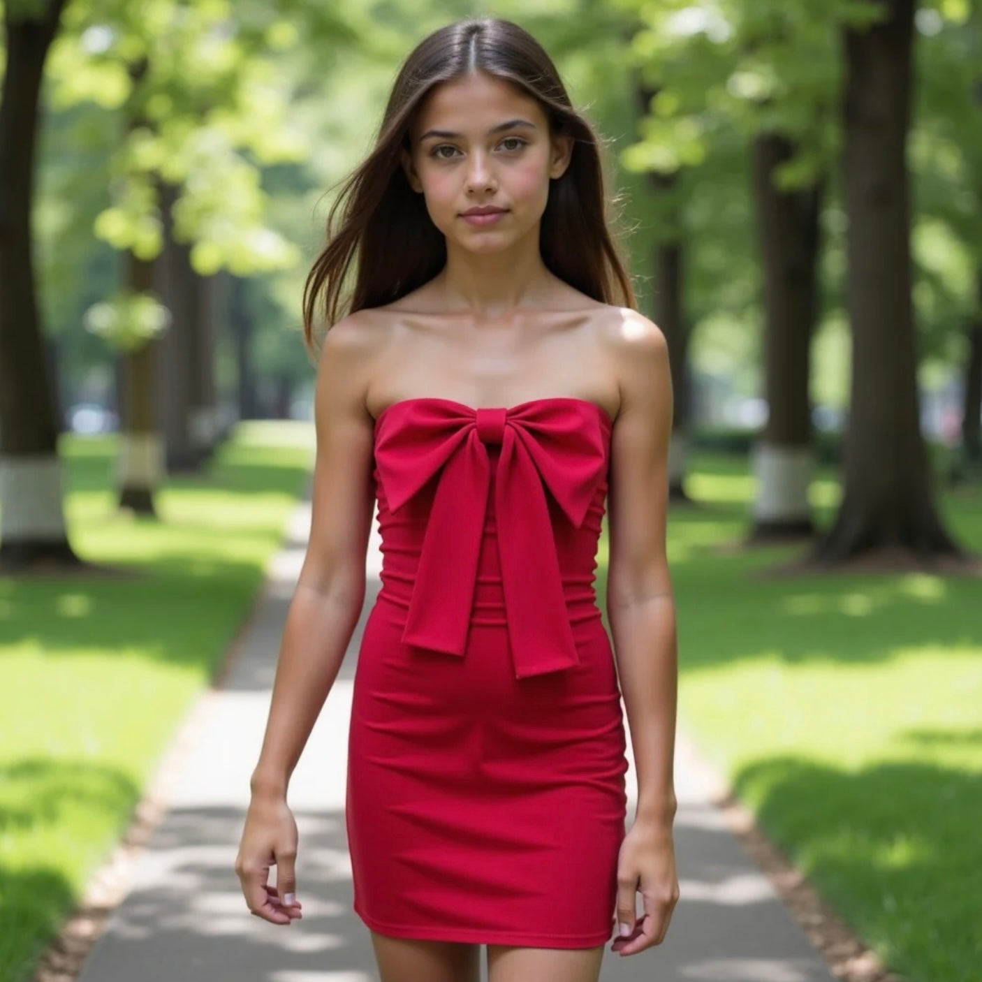 Gold Rush NYC Teddie Bow Dress - Red