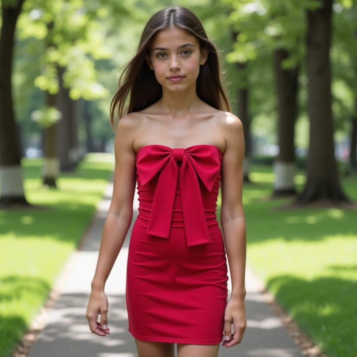 Gold Rush NYC Teddie Bow Dress - Red