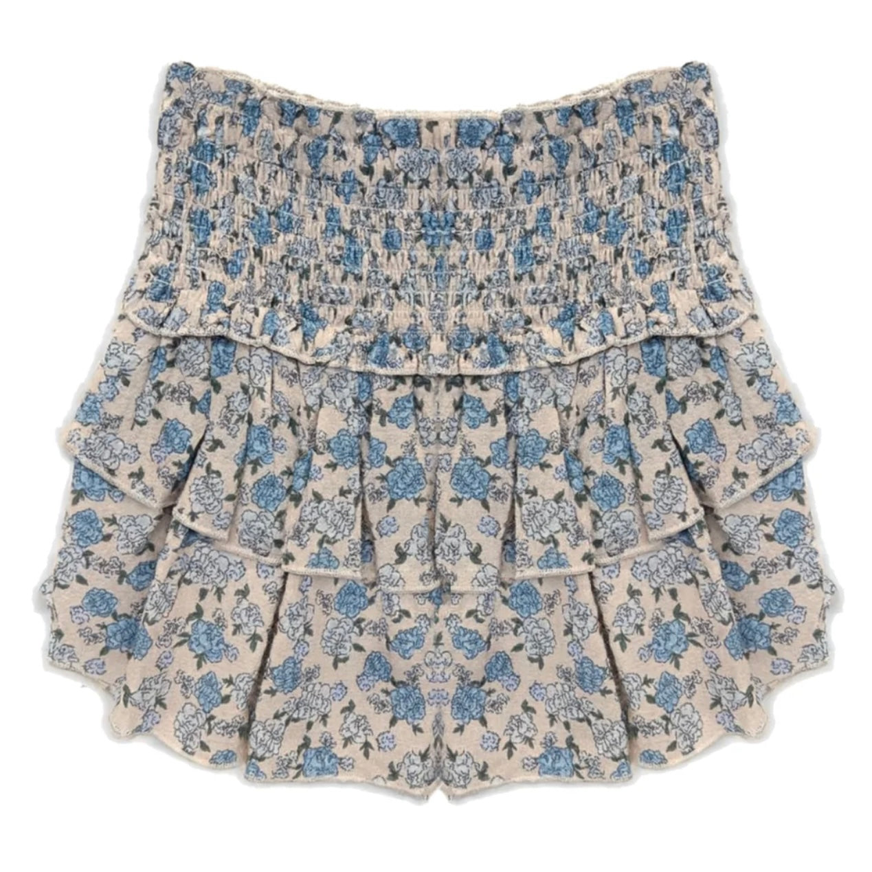 Katie J NYC  Girls Tween Bianca Sheer Printed Tiered Ruffle Skirt - Blue Bunches