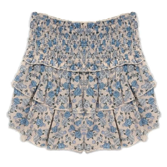Katie J NYC  Girls Tween Bianca Sheer Printed Tiered Ruffle Skirt - Blue Bunches
