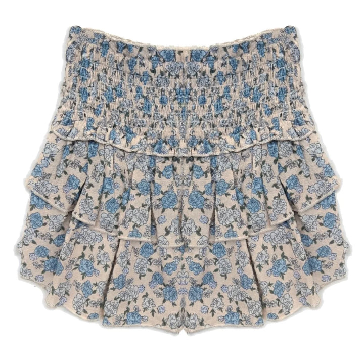 Katie J NYC  Girls Tween Bianca Sheer Printed Tiered Ruffle Skirt - Blue Bunches