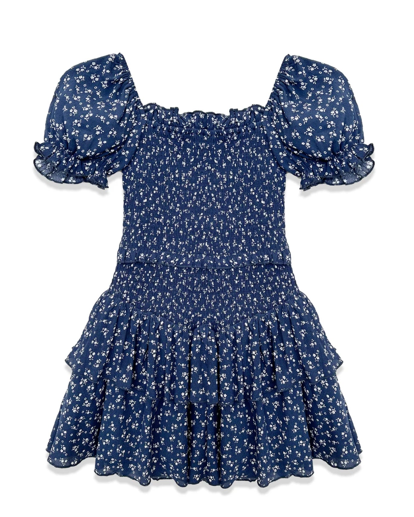 Katie J NYC  Girls Tween Lainey Print Dress - Evening Blue Ditsy Floral