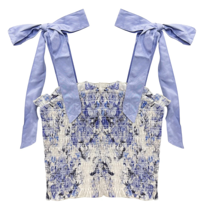 Katie J NYC Girls Tween Sunny Tie Top - Glacier Floral