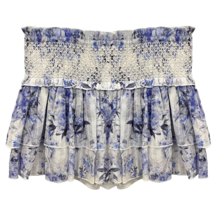 Katie J NYC  Girls Tween Dominique Smocked Waist Ruffled Skort - Glacier Floral