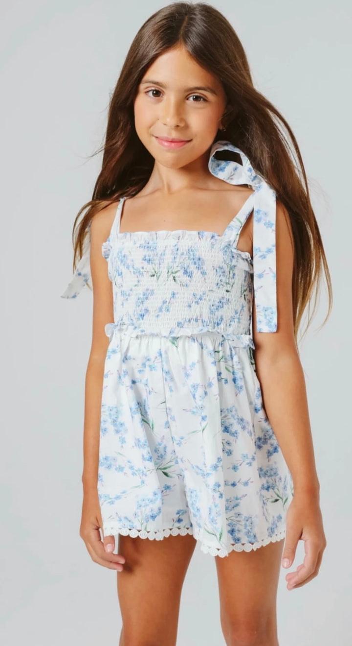 Summer Loving Shellona Romper in Blue Floral