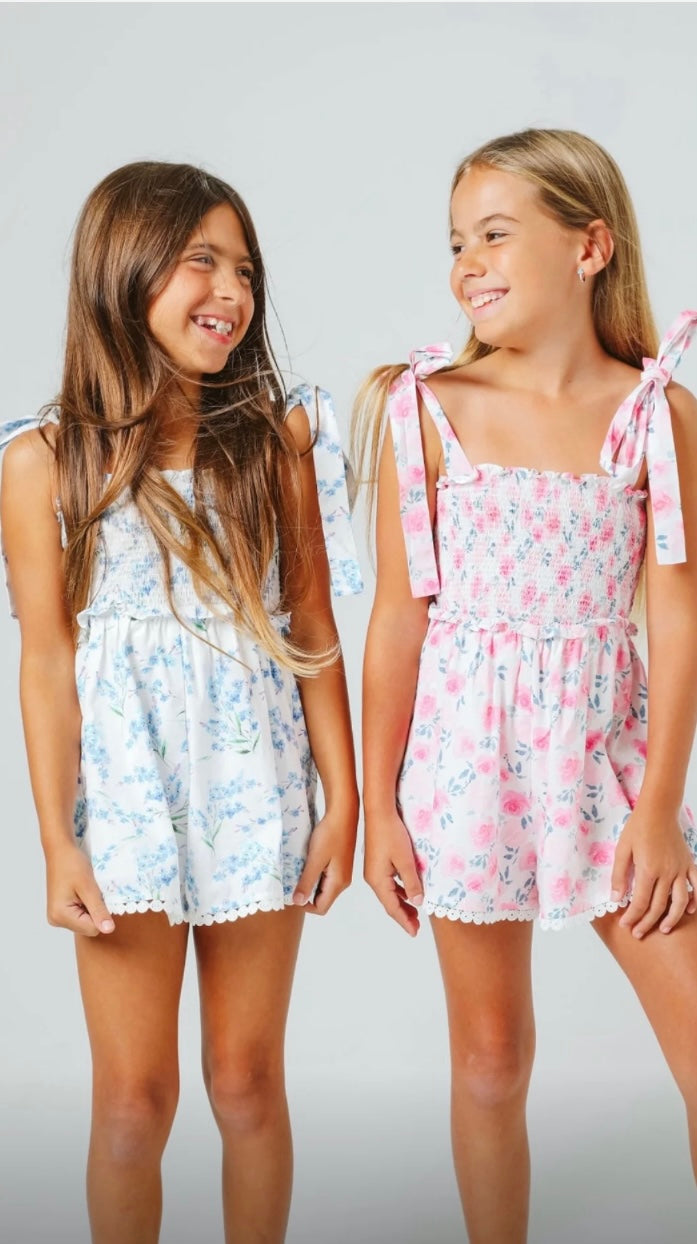 Summer Loving Shellona Romper in Blue Floral