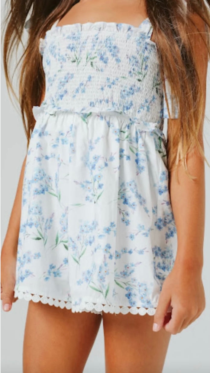 Summer Loving Shellona Romper in Blue Floral