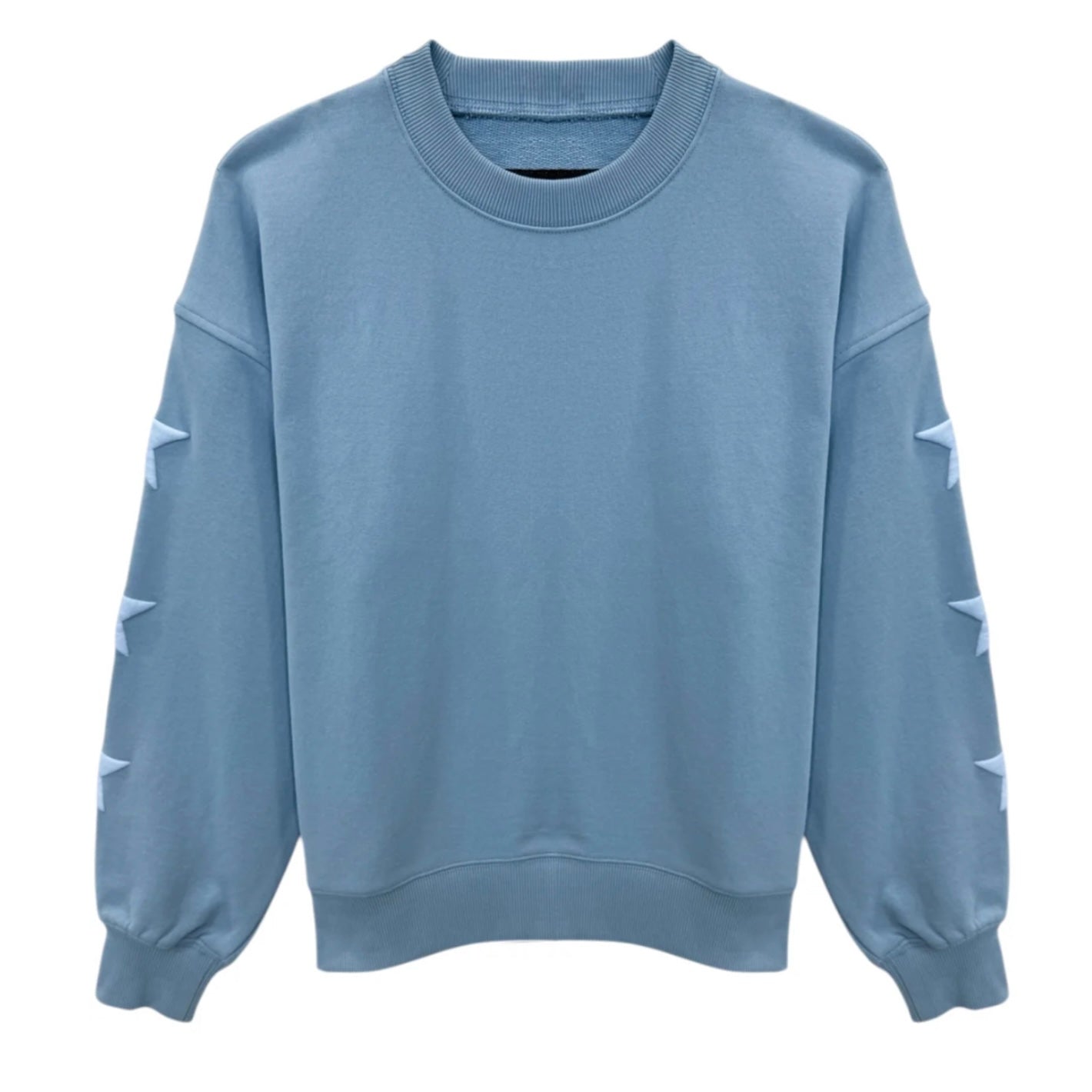 Katie J NYC Tween Leah Oversized “BE PRESENT” Sweatshirt  - Glacier Blue & Vintage White/Neon Pink