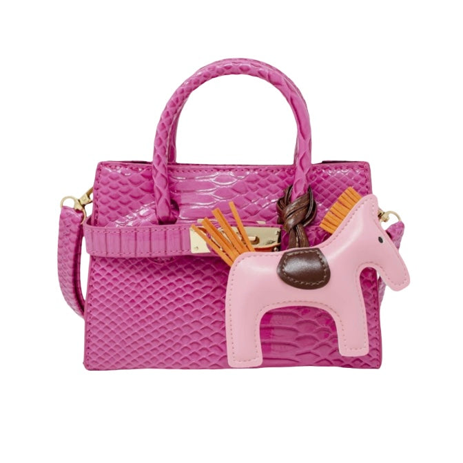 Patent Croc Pony Handbag