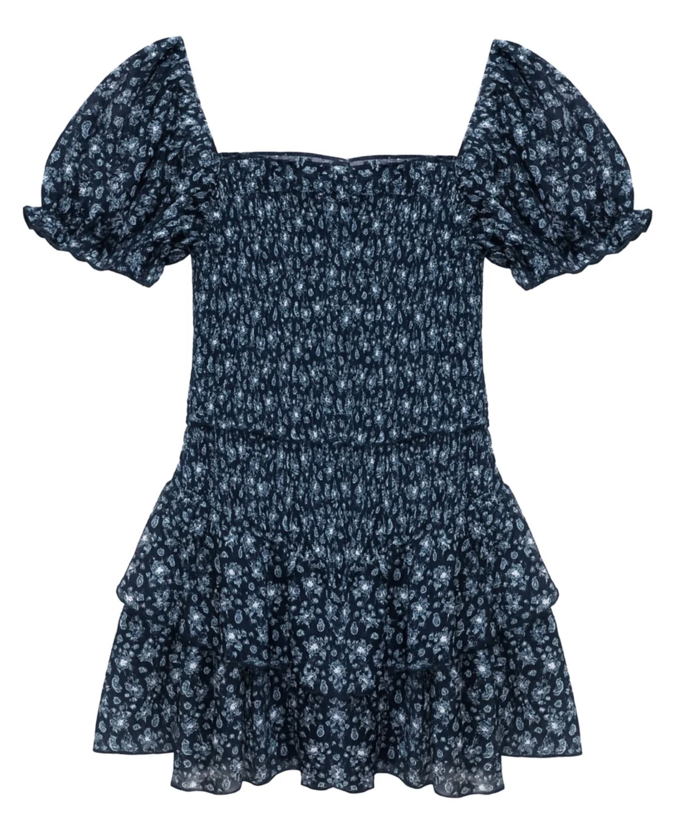 Katie J NYC Juniors Lainey Print Dress -  Navy Floral Paisley