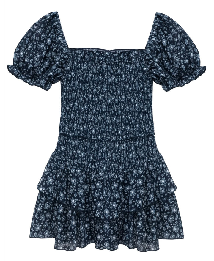 Katie J NYC Juniors Lainey Print Dress -  Navy Floral Paisley