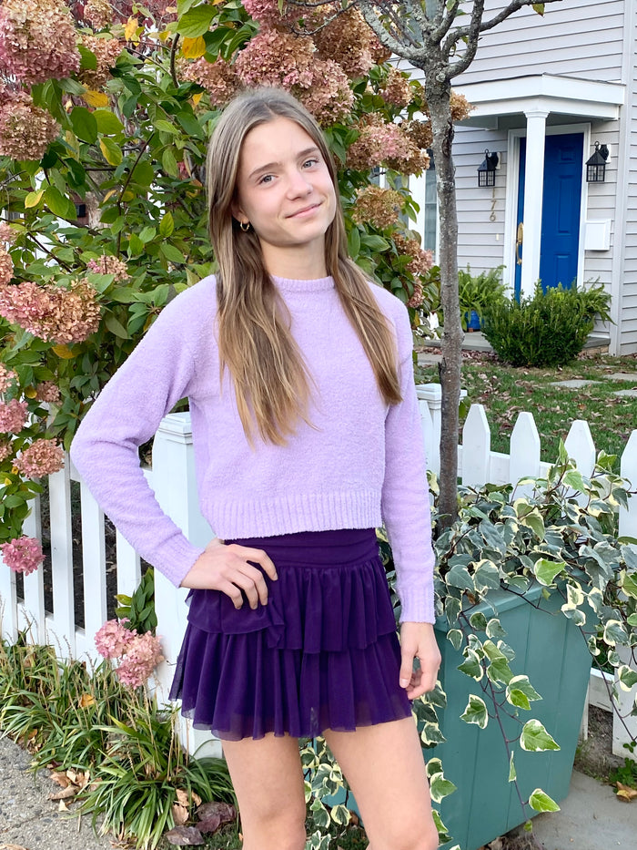 FBZ Flowers By Zoe Tween Plush Crewneck Sweater - Lilac