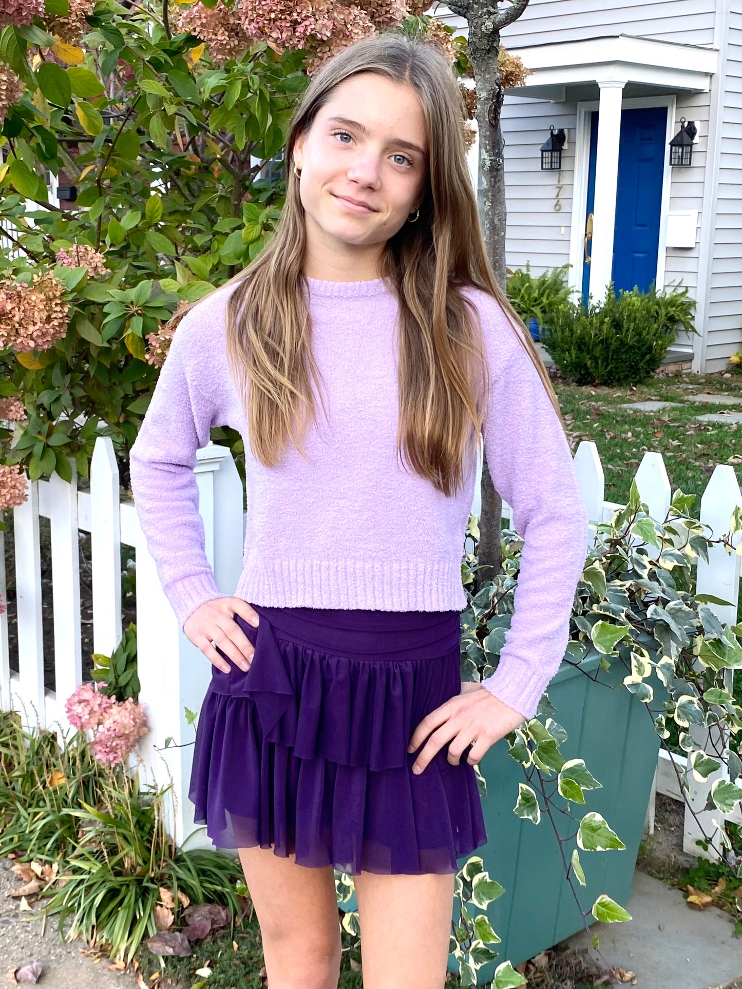 FBZ Flowers By Zoe Tween Plush Crewneck Sweater - Lilac