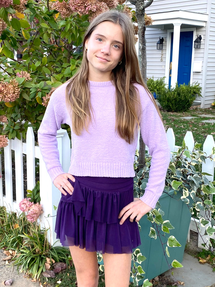 FBZ Flowers By Zoe Tween Plush Crewneck Sweater - Lilac