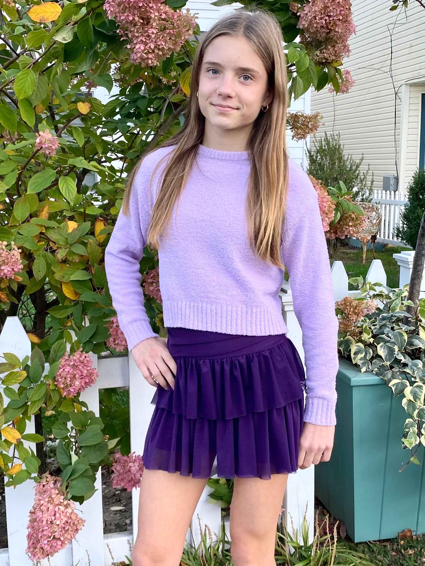 FBZ Flowers By Zoe Tween Mesh Tiered Skirt - Purple