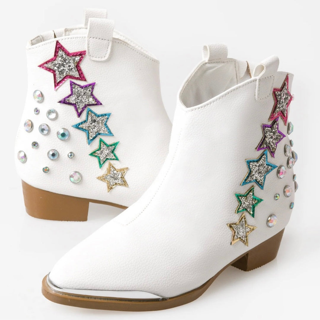 Miss Dallas Western Boot in White Shooting Stars – I Love Sweet Treatz