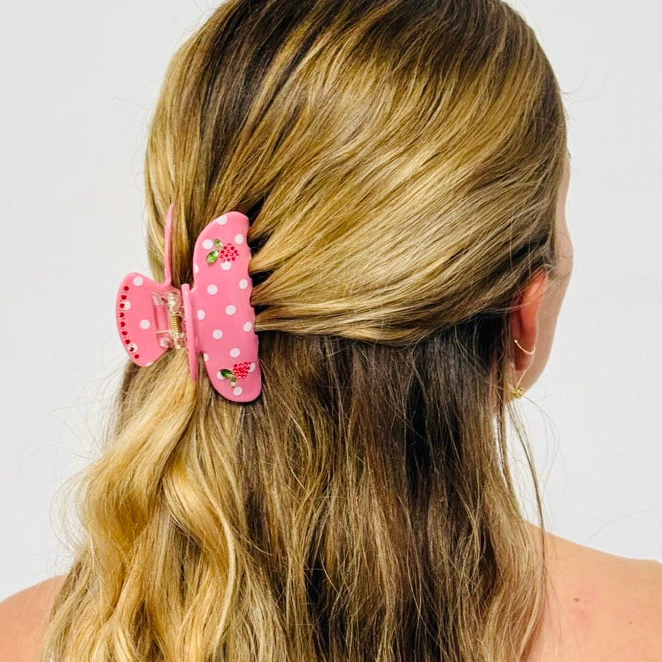 Emi Jay Sweetheart Clip in Lychee Berry Dot