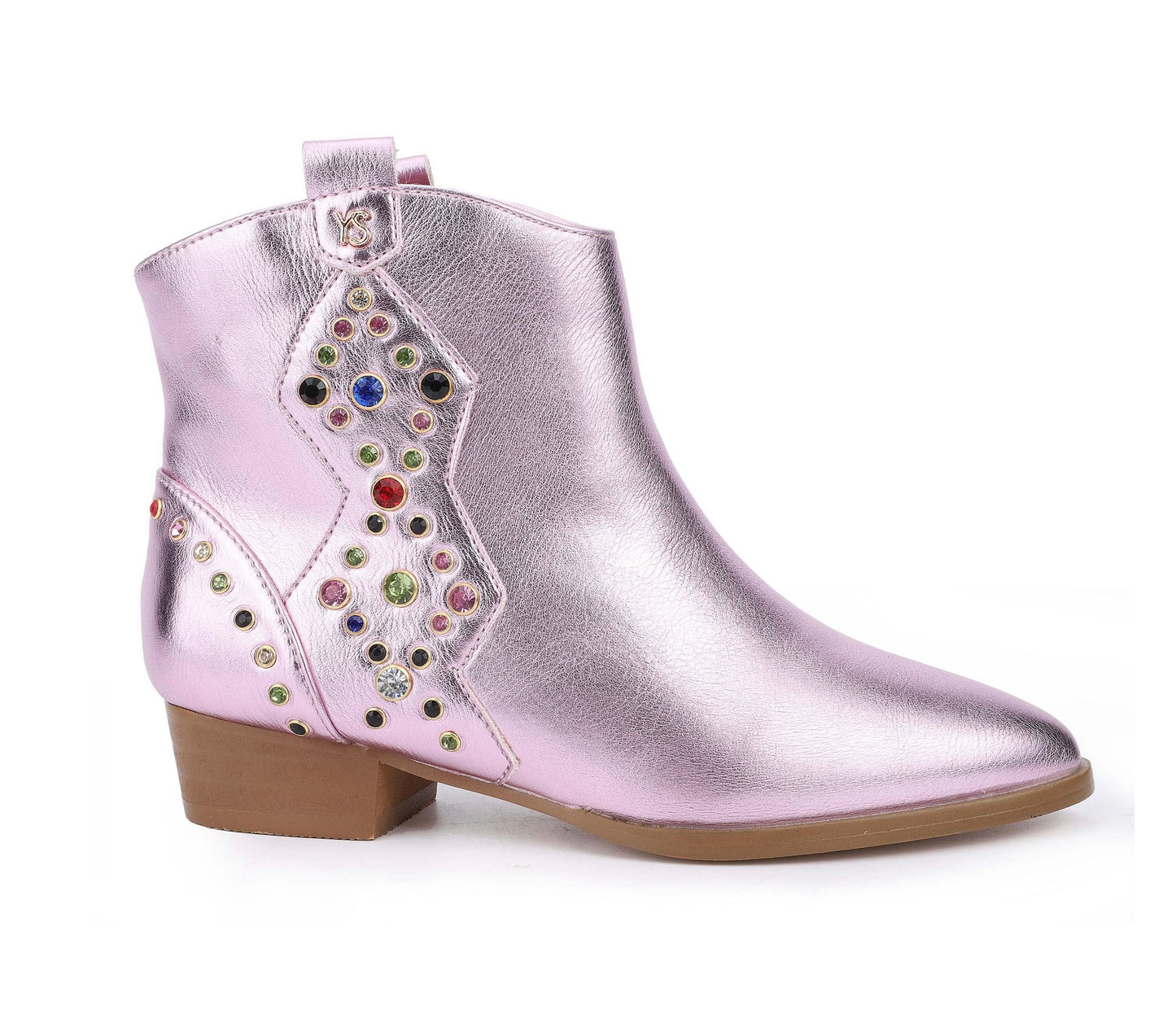 Miss Dallas Multi Gem Studded Bootie - Light Pink Metallic