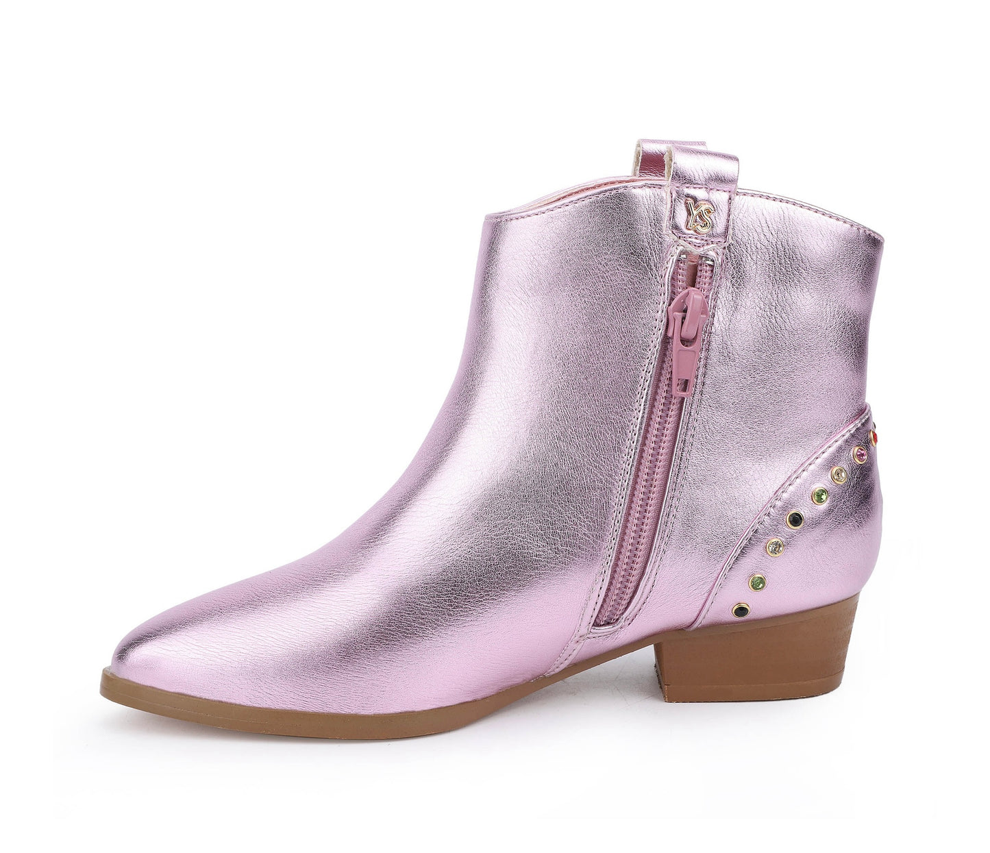 Miss Dallas Multi Gem Studded Bootie - Light Pink Metallic