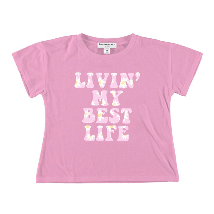 Sub_Urban Riot Girls Tween “Livin My Best Life” Boxy Crop Tee