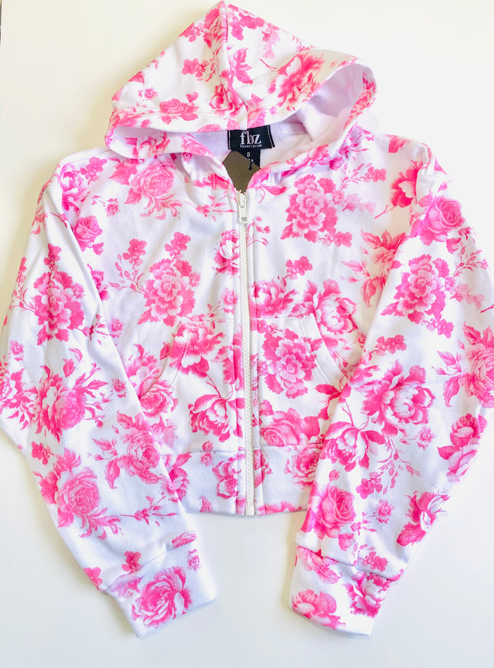 FBZ Flowers by Zoe Tween Zip Hoodie - Pink Toile