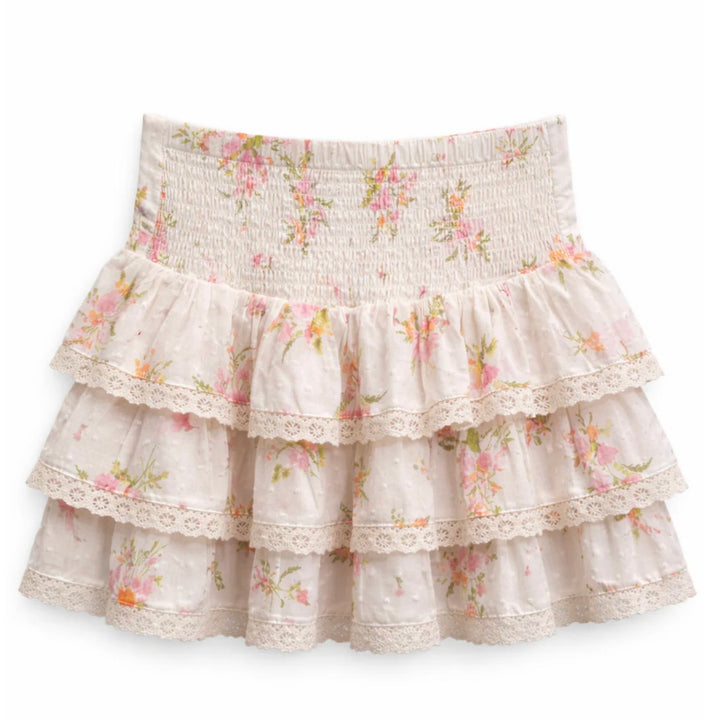 Katie J NYC Girls Tween Melody Printed Drop Waist Lace Trim Skirt - Vintage Wildflower
