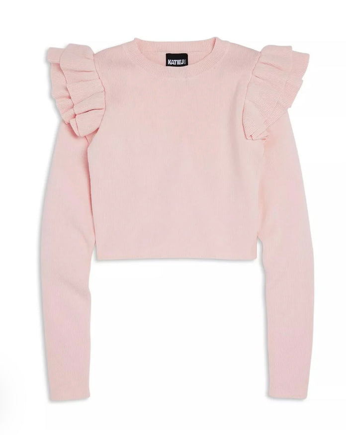 Katie J NYC  Girls Tween Isla Long Sleeve - Winter White & Baby Pink