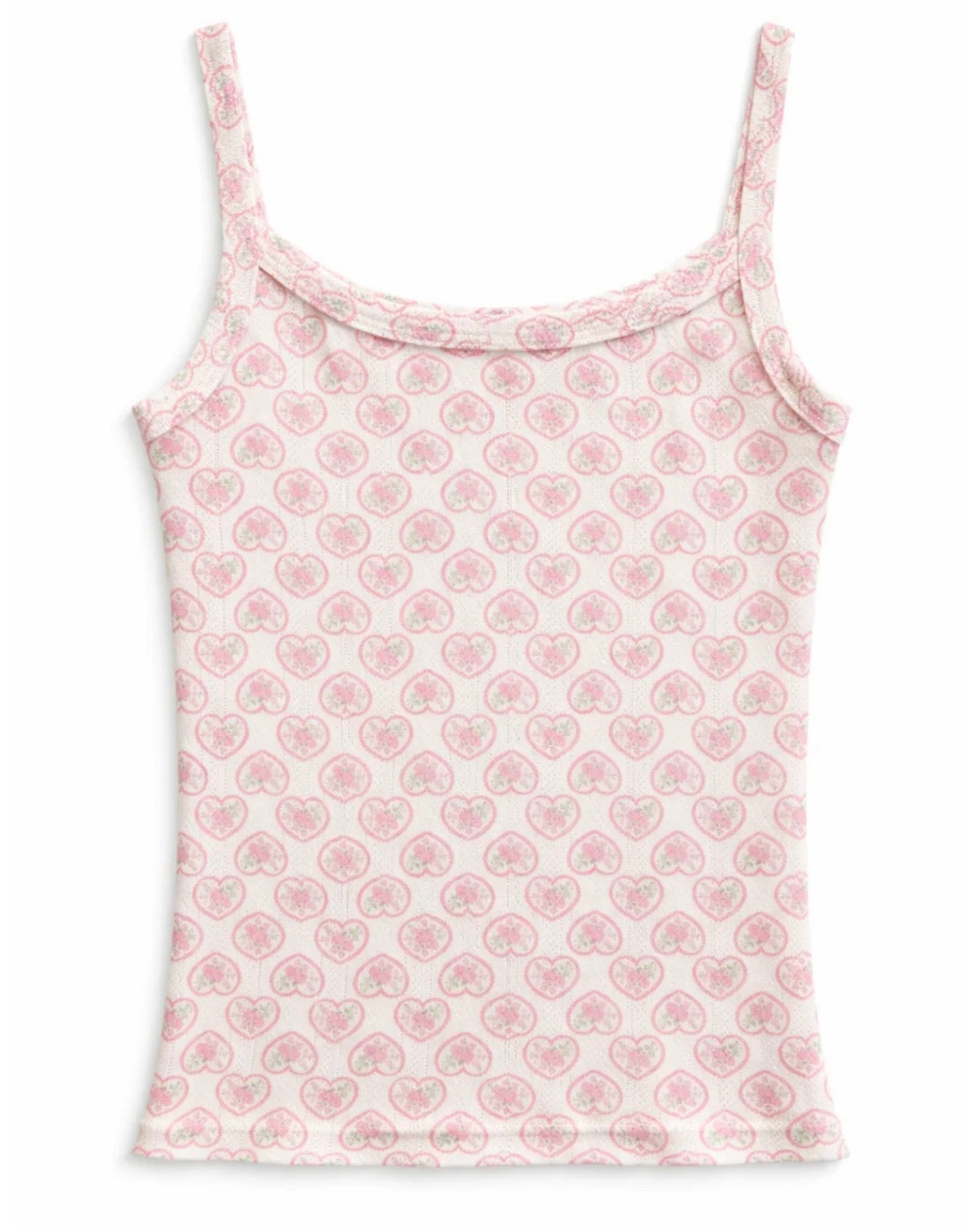 Katie J NYC  Girls/Tween Marina Printed Pointelle Tank - Picot Edge Heart
