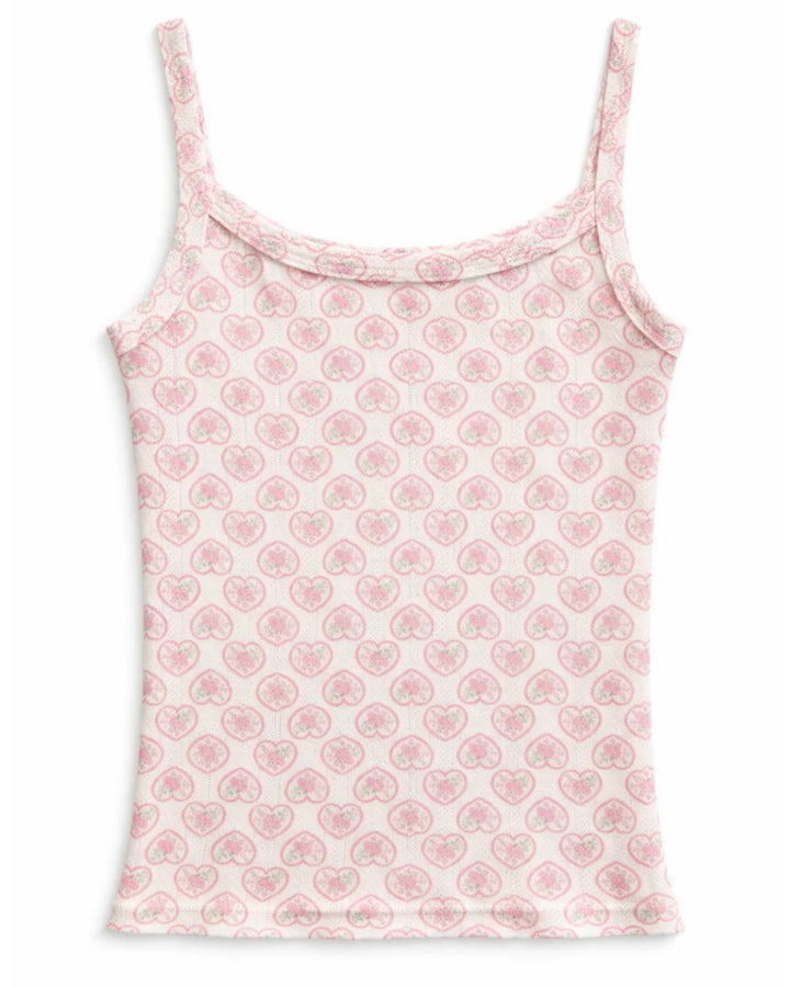 Katie J NYC  Girls/Tween Marina Printed Pointelle Tank - Picot Edge Heart