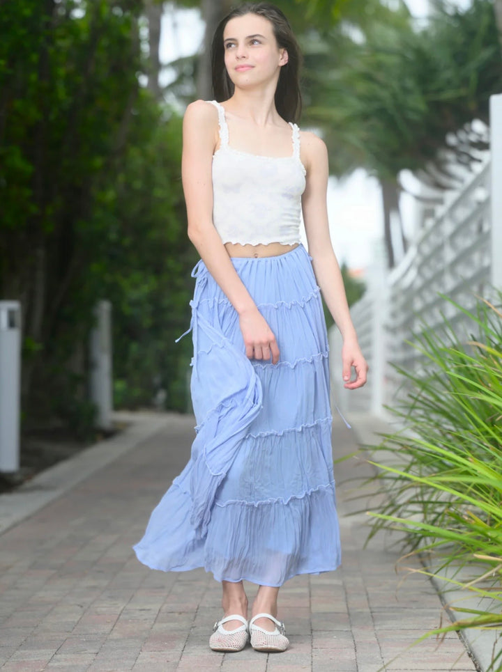 Katie J NYC  Girls/Tween Carly Tiered Maxi Skirt - Lavender