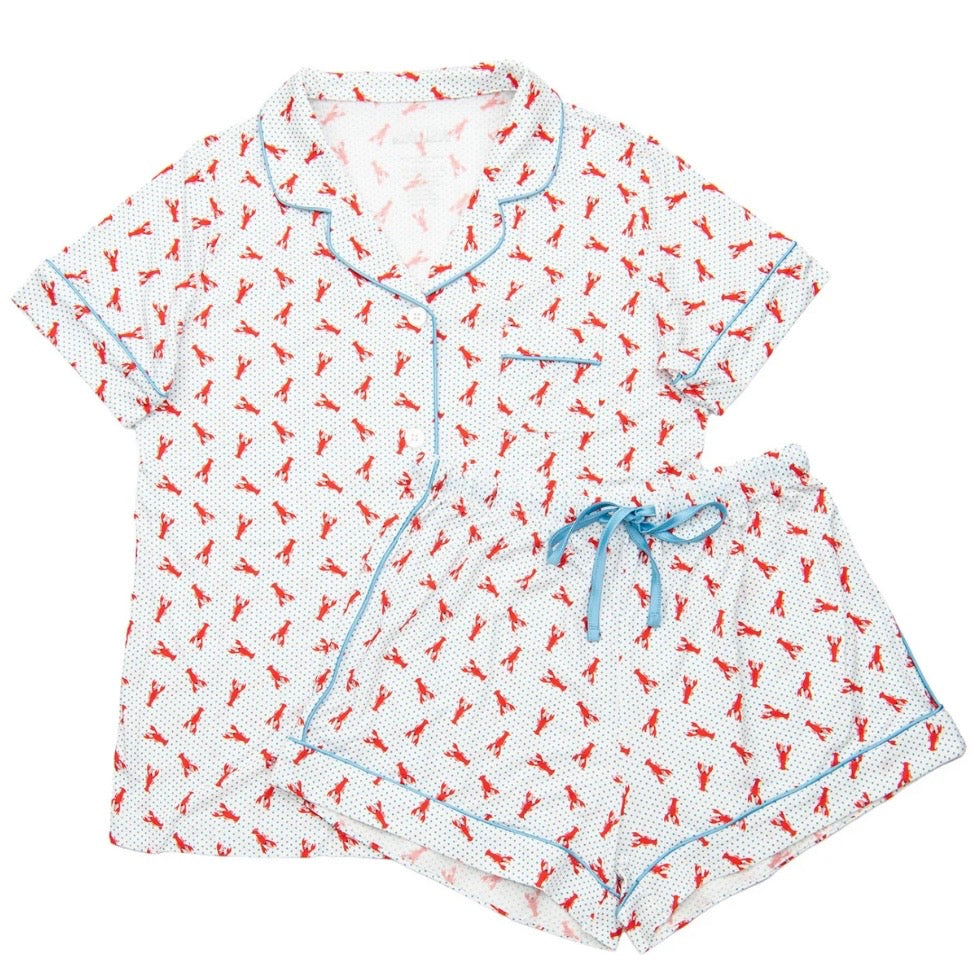 Katie J NYC Junior Lynn Shorts Lounge Set - Lobster Polka Dot