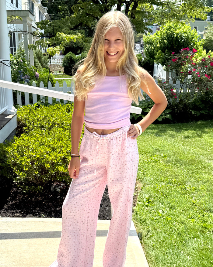 Katie J NYC  Girls Tween Kiki Gauze Pant - Pink Ditsy Floral
