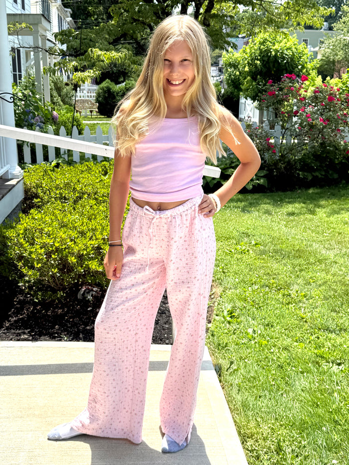 Katie J NYC  Girls Tween Kiki Gauze Pant - Pink Ditsy Floral