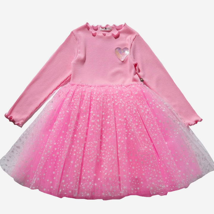 Patched Tutu Dress - Neon Pink