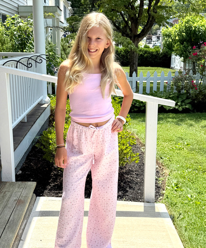 Katie J NYC  Girls Tween Kiki Gauze Pant - Pink Ditsy Floral
