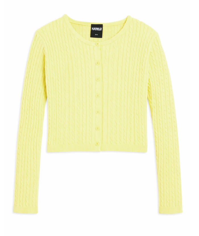 Katie J NYC Girls/Tween Rory Crew Neck Cardi Sweater - Canary Yellow