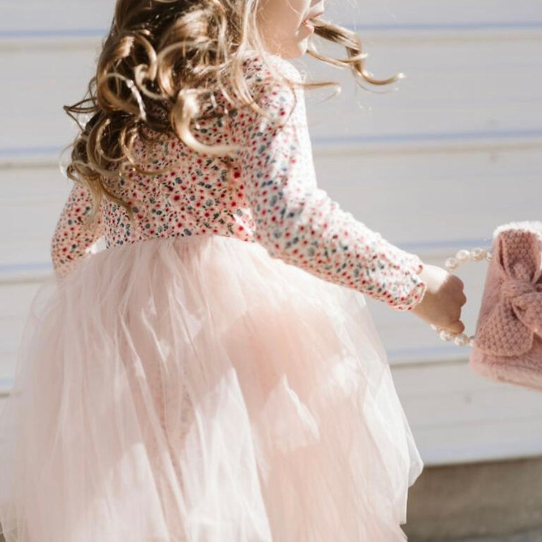 Vintage Floral Tutu Dress - Pink