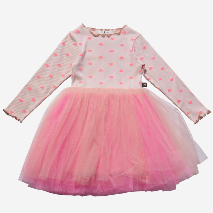 Petite Hailey Vintage Heart Tutu Dress - Neon Pink