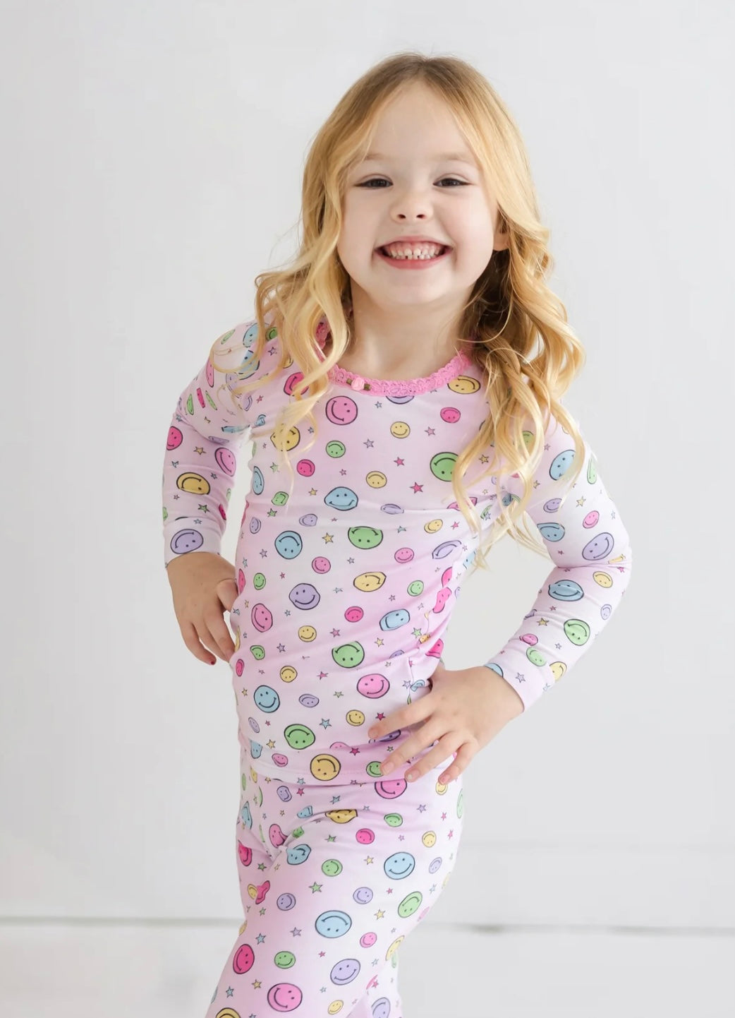 Esme - Happy Pink Smiley Face Pajama Set