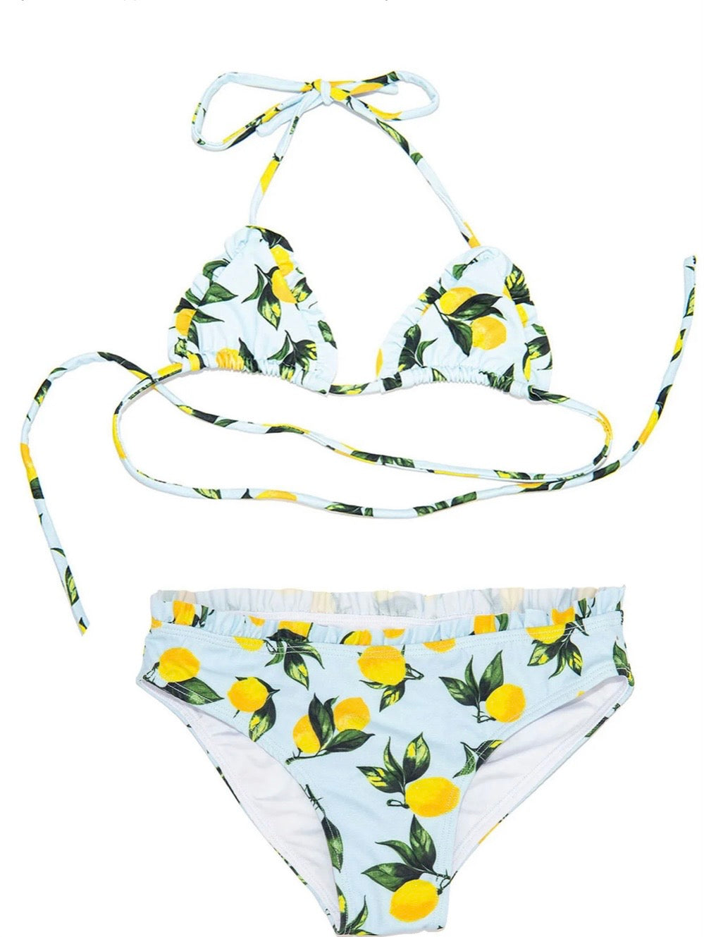FBZ Flowers By Zoe - Girls/Tween Ruffle Bikini - Lemon Print2