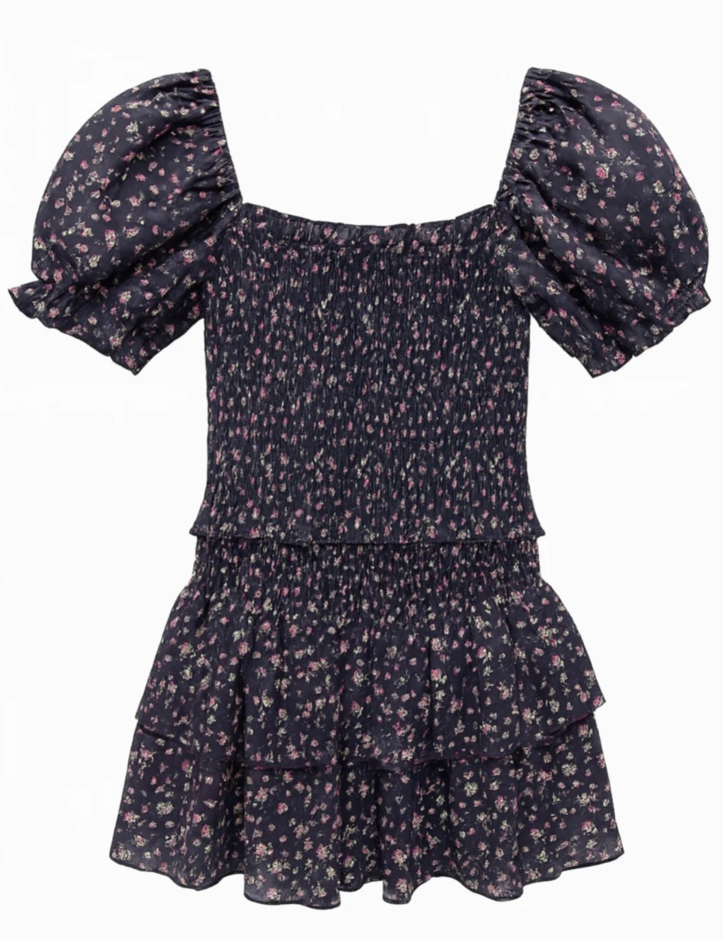 Katie J NYC Juniors Lainey Print Dress - Midnight Ditsy Floral